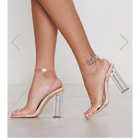Nude Clear Block Heel - Picture 1 of 6
